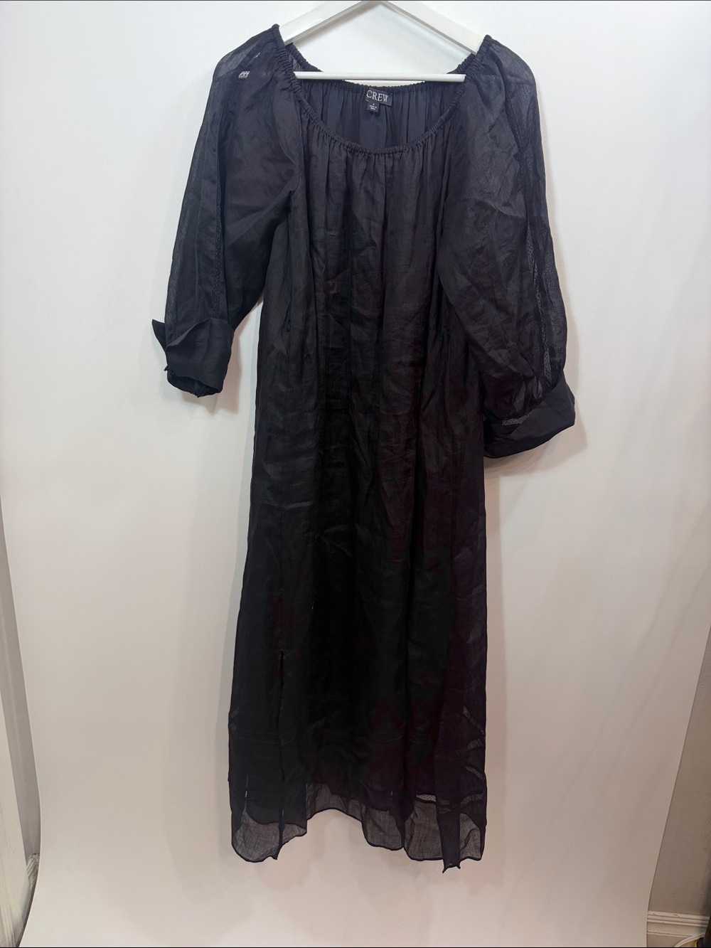 J.Crew Relaxed fit scoop neckline black maxi dress 3/4 sleeves size small.